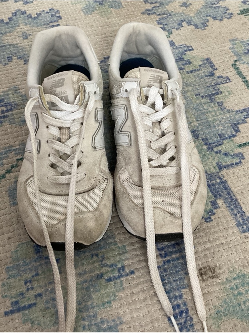 New Balance White/Light Gray Retro Runner Sneakers